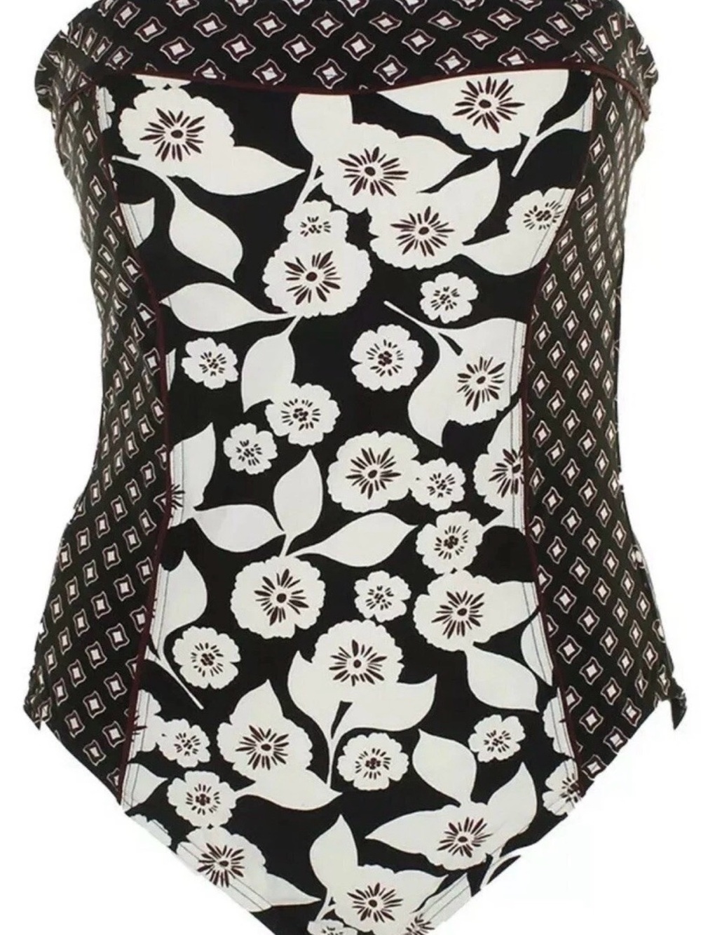 kate spade Black and White Floral Strapless Bodysuit